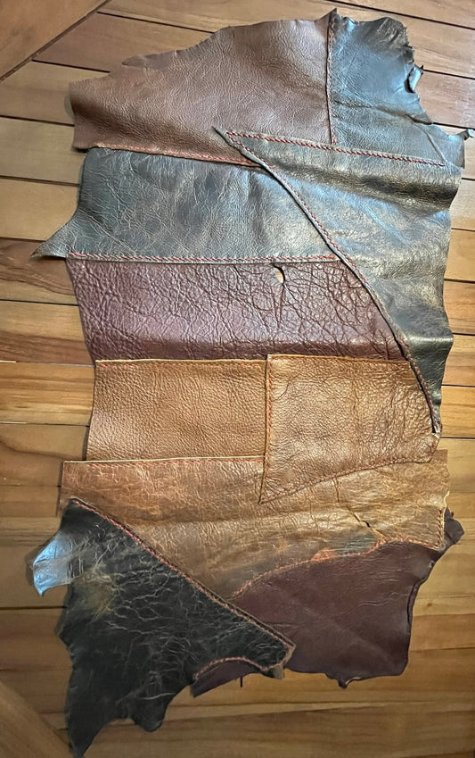 The very first leather item I made. A rustic patchwork placemat and yes I do still have it.
